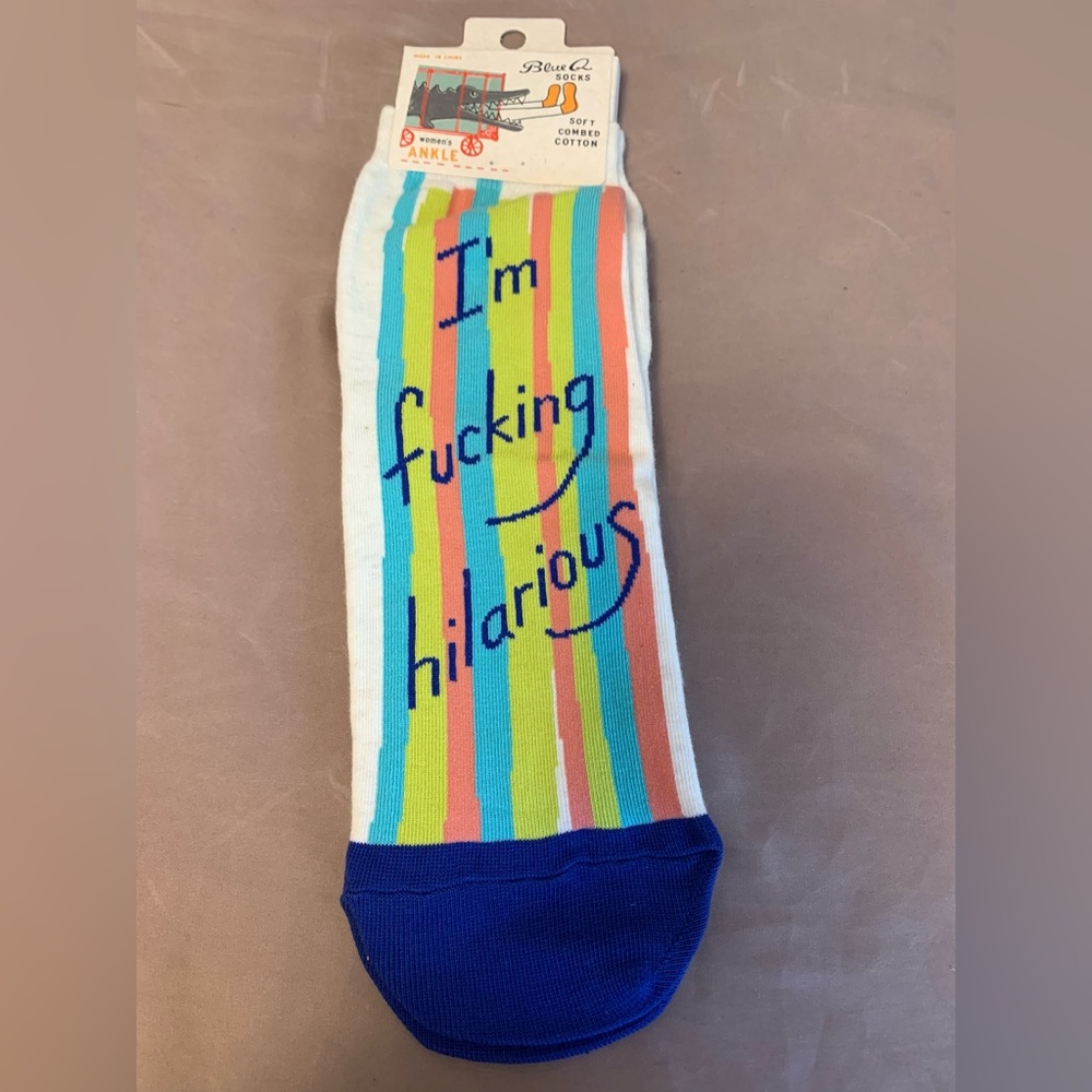 Blue Q Women's Socks - I’m F*cking Hilarious Novelty Funny Silly Ankle Striped
